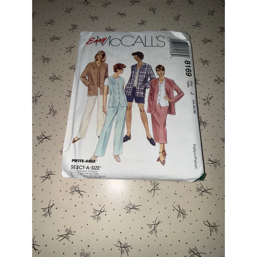 Vintage‎ Easy McCalls 8169 Sewing Pattern Jacket Vest Pants Skirt Shorts Size J